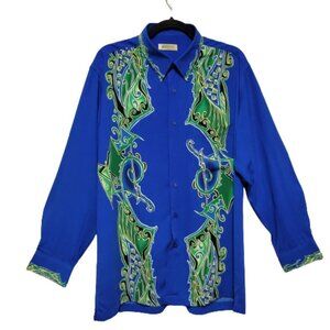 Men's Blue Batik Long Sleeve Shirt